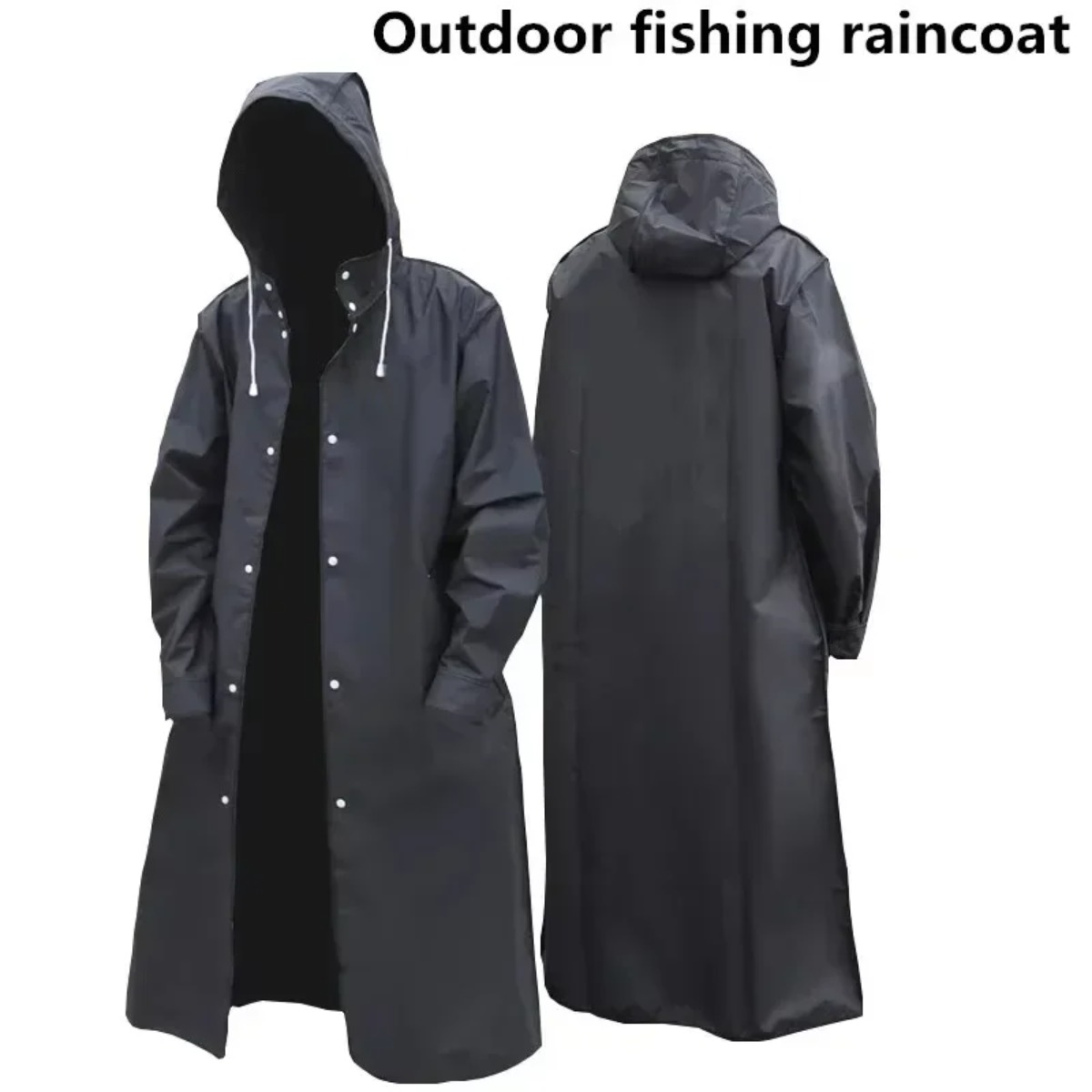 Camping Rain Poncho - Fashionable Waterproof Hooded Raincoat Unisex Black
