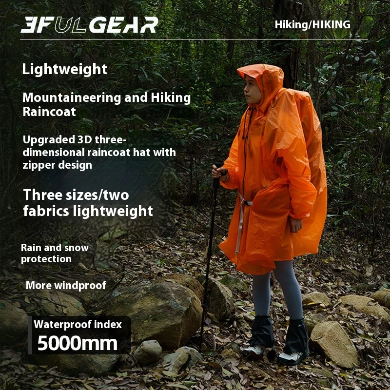 3F UL GEAR Zipper Raincoat 15D - Camping Rain Poncho 评论和价格