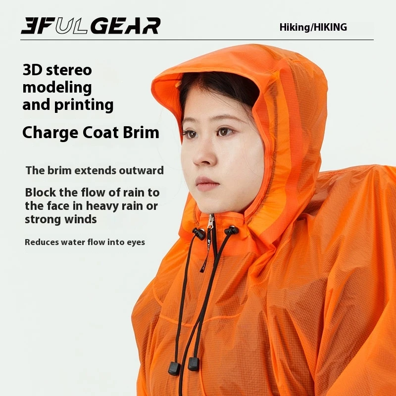 3F UL GEAR Zipper Raincoat 15D - Camping Rain Poncho 评论和价格