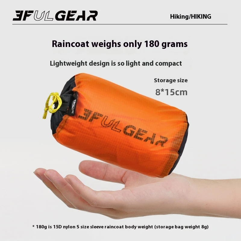 3F UL GEAR Zipper Raincoat 15D - Camping Rain Poncho 评论和价格