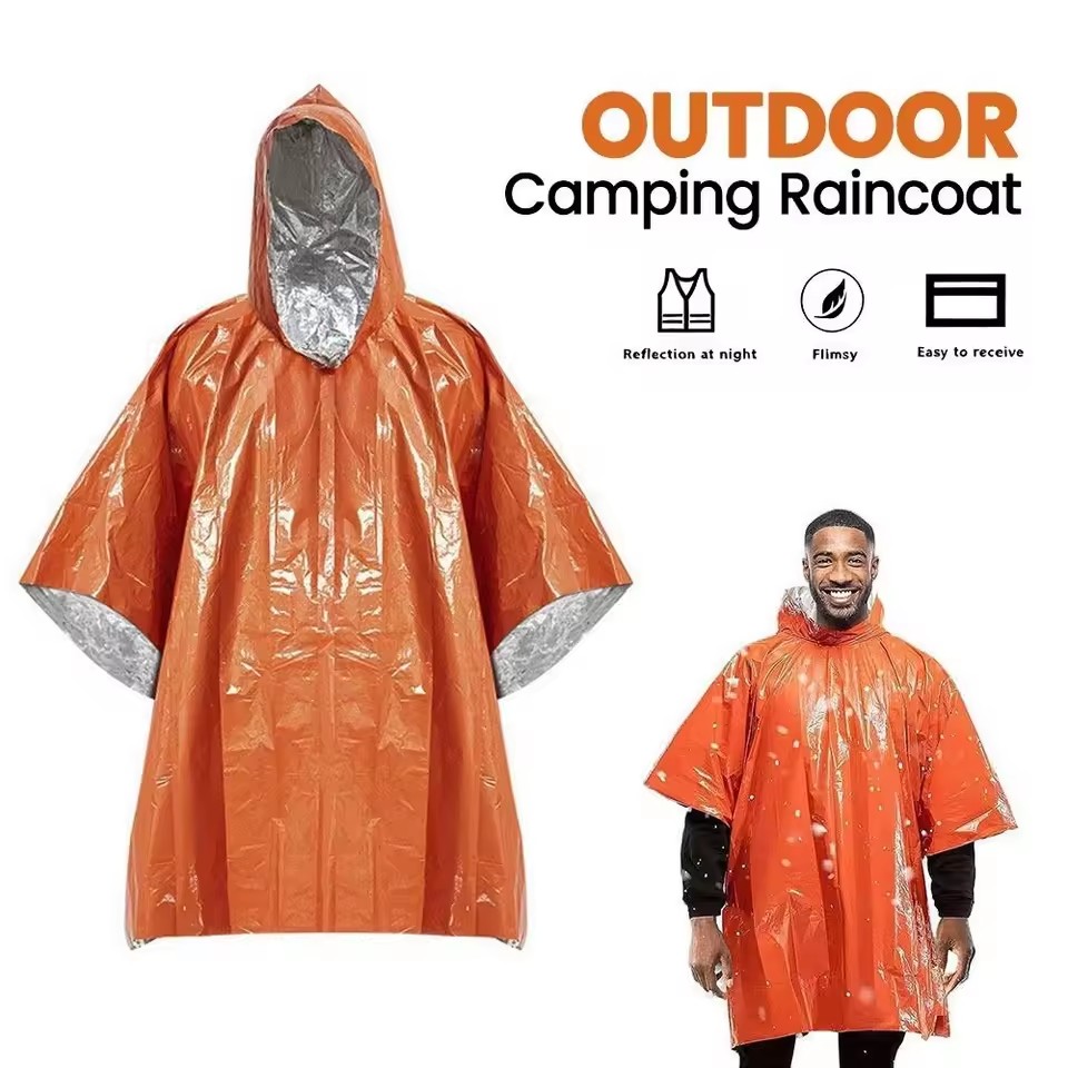 1Pc/2Pcs Emergency Rain Poncho - Camping Rain Poncho 评论和价格